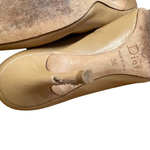Christian Dior Nude Leather Pointed Toe Heels Size 36 *Damage to Leather on Heel - Picture 8 of 8